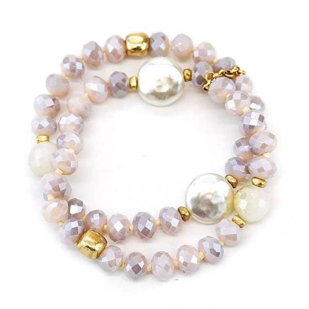 Iridescent Faceted Beaded Stretch Bracelet Set